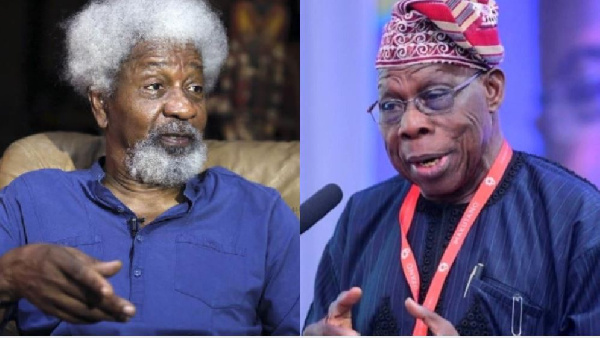 Former President Olusegun Obasanjo and Prof Wole Soyinka