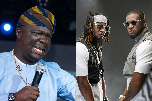 A photo collage of Seyi Law and P Square