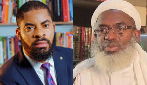 A photo collage of Activist lawyer Deji Adeyanju and controversial Islamic cleric, Ahmad Gumi