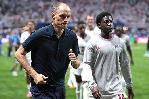 England manager Thomas Tuchel and midfielder, Kobbie Mainoo