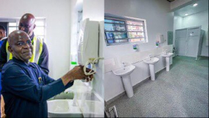 Alex Otti commissioning public toilet