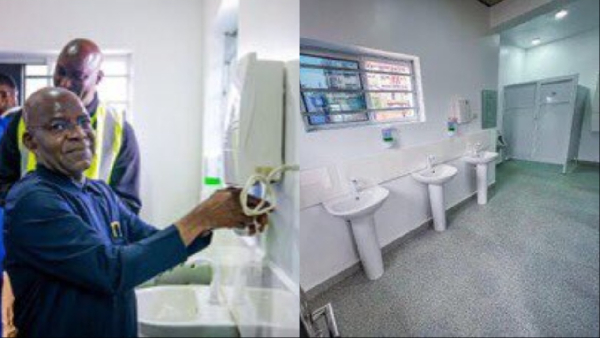 Alex Otti commissioning public toilet