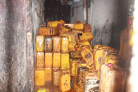 Some seized gallons of adulterated palm oil