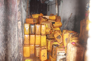 Some seized gallons of adulterated palm oil