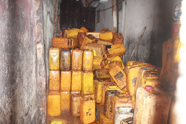 Some seized gallons of adulterated palm oil