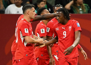 Switzerland players celebrating a goal