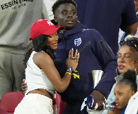 Arsenal winger, Saka and his girlfriend, Tolami Benson