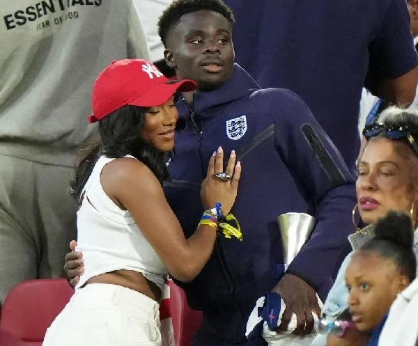 Arsenal winger, Saka and his girlfriend, Tolami Benson