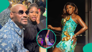 2baba, wife Natasha and Yvonne Jegede. Photo credit: Legit.ng