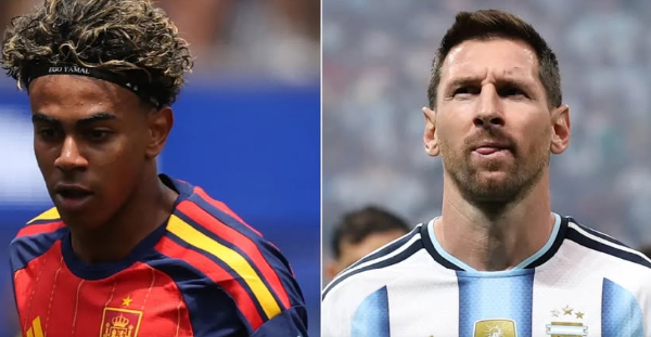 L-R: Lamine Yamal, Lionel Messi
