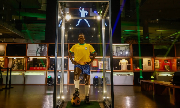 An effigy of late Brazilian football legend Pele is pictured at the Pele Museum