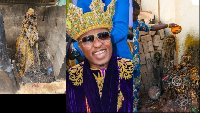 A picmix of Oluwo of Iwo and some shrines