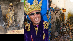 A picmix of Oluwo of Iwo and some shrines