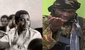 A photo collage of the late criminal Lawrence Anini and Boko Haram leader, Abubakar Shekau