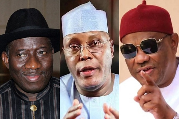 Goodluck Ebele Jonathan, Atiku Abubakar and Nyesom Wike