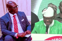 A photo collage of Dr Reuben Abati and FCT Minister Nyesom Wike