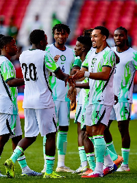 Femi Azeez with Super Eagles teammates