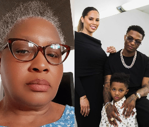 Picture collage of Kemi, Wizkid and family