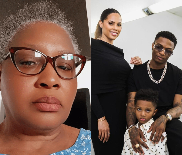 Picture collage of Kemi, Wizkid and family