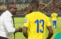 Coach Thierry Mouyouma during the 2026 WCQ match between Ivory Coast and Gabon