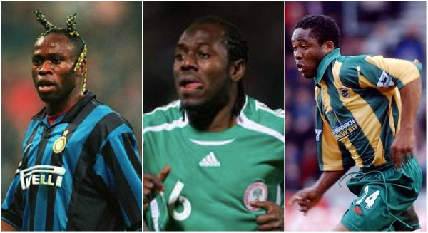 L-R: Taribo West, Wilson Oruma and Ifeanyi Udeze