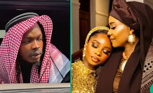Naira Marley and Iyabo Ojo with her daughter
