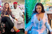 A collage of Yvonne Jegede and Regina Daniels with husband