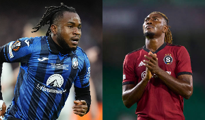 Victor Olatunji  and Ademola Lookman in action for Sparta Prague and Atalanta respectively