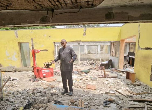 Peter Obi at the site of the demolition