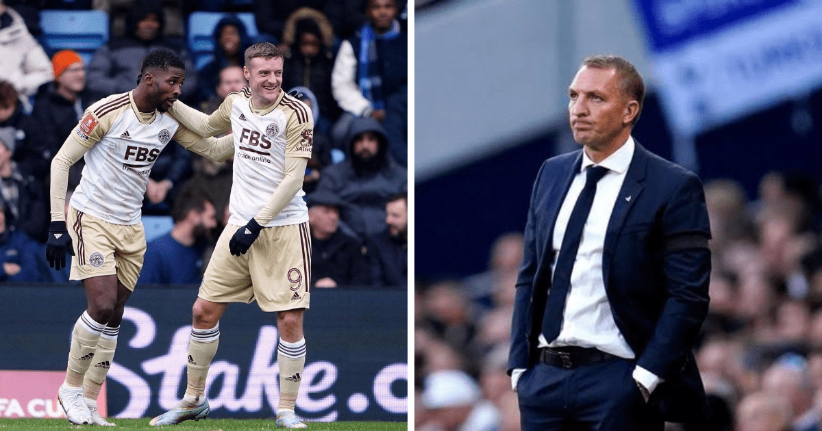 L-R:Iheanacho and Vardy, Brendan Rodgers