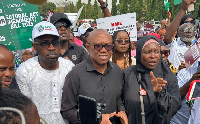 Peter Obi and Aisha Yesufu at the protest