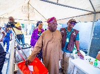 Bola Tinubu voting at the governorship elections