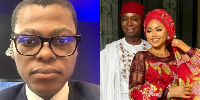 A photo collage of Rufai Oseni with Ned Nwoko with wife Actress Regina Daniels