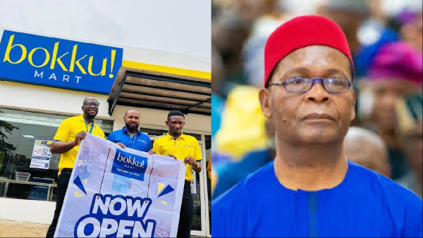 Joe Igbokwe and a Bokku Mart store