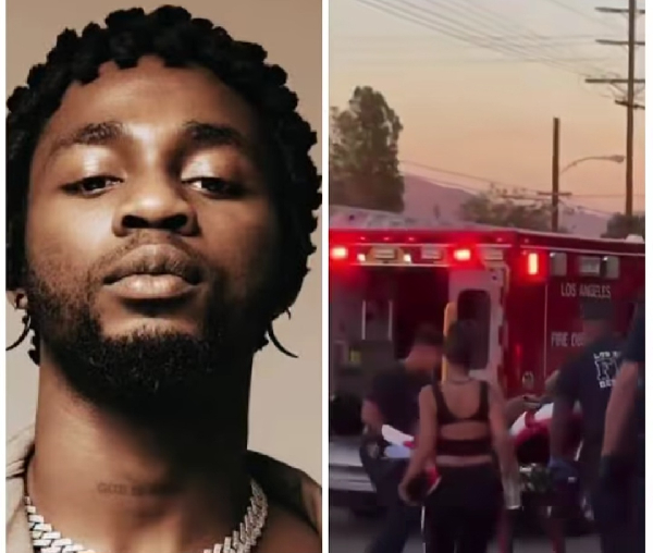 The video captures the hitmaker lying on a stretcher