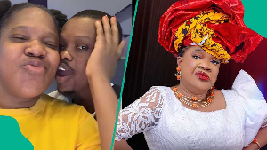 Toyin Abraham and a fan