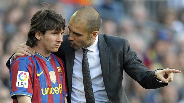 Pep Guardiola and Lionel Messi at Barcelona