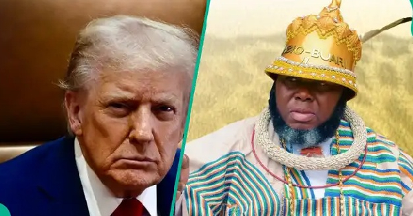 A photo collage of US President Donald Trump and Alhaji Mujahid Asari-Dokubo