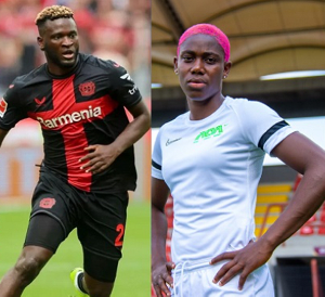 L-R: Victor Boniface, Asisat Oshoala