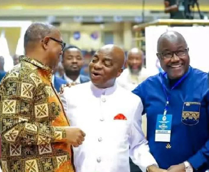 Peter Obi meets Bishop David Oyedepo at the Pentecostal Fellowship of Nigeria 40th Anniversary
