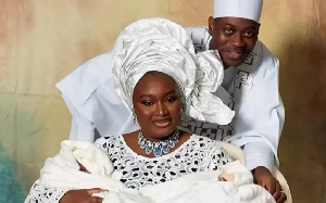 Lateef Adedimeji and his wife with the triplets