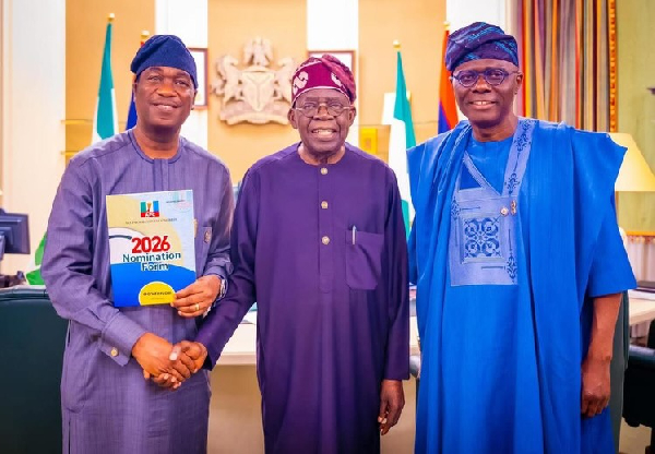 Lagos State Deputy Governor, Obafemi Hamzat with President Bola Tinubu and Gov Sanwo-Olu