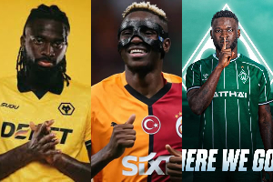 A photo collage of Toluwalase Arokodare, Victor Osimhen and Victor Boniface