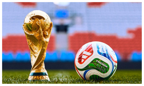 FIFA World Cup trophy and official match ball