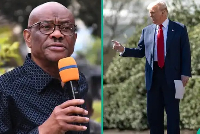 A photo collage of Nyesom Wike and Donald Trump