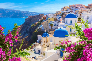 A village on the Greek island of Santorini