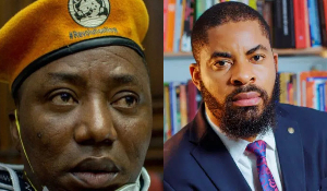 A photo collage of Omoyele Sowore and Deji Adeyanju