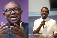 A photo collage of Peter Obi and Pastor E.A Adeboye