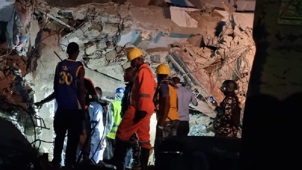 Three-storey building under construction collapsed on Borno Street, Alagomeji. Yaboa, Lagos state