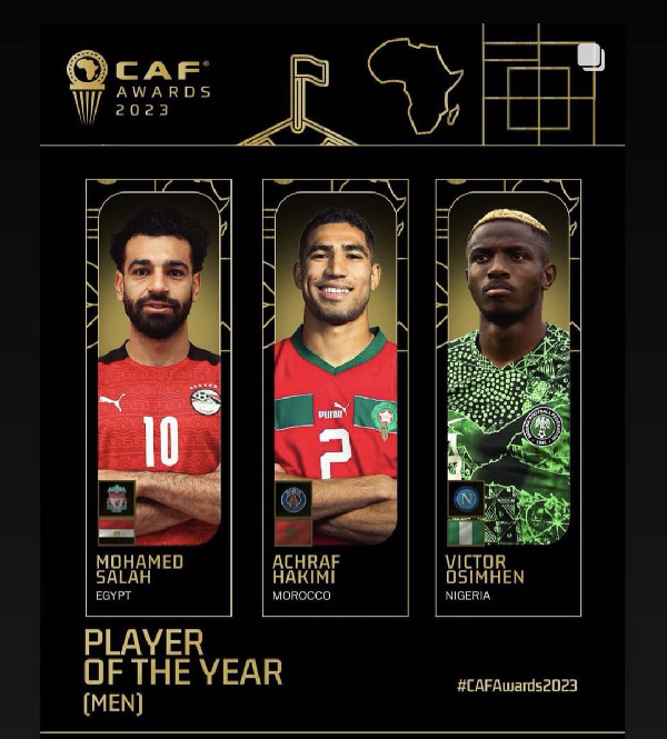 Mohamed Salah, Victor Osimhen, and Achraf Hakimi